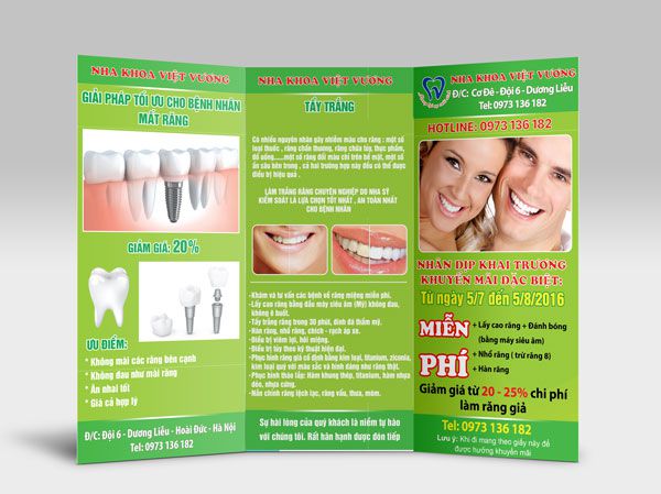 Mẫu tờ rơi nha khoa đẹp, in tờ rơi nha khoa giá rẻ hà nội